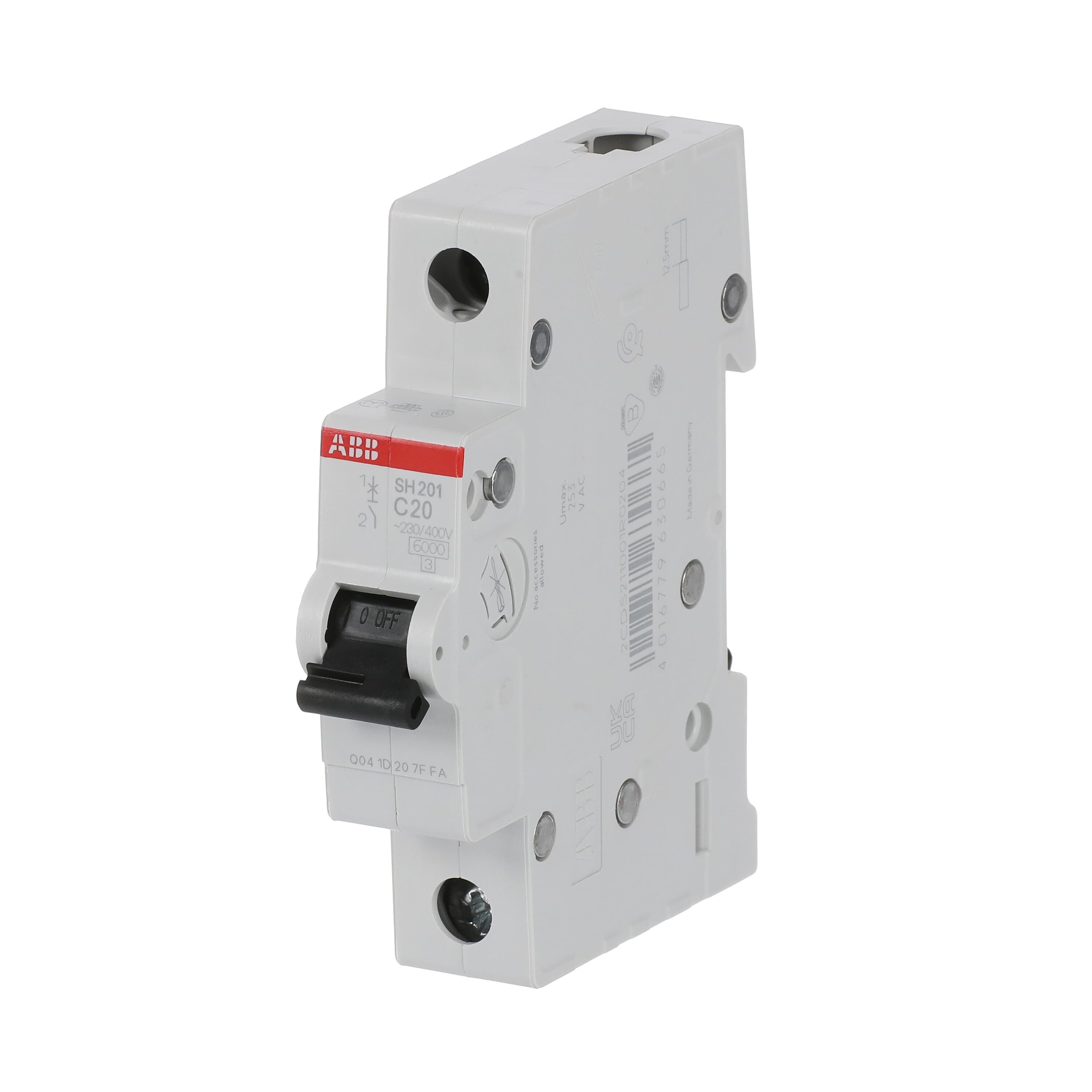 Автоматический выключатель ABB SH201 - 1P - 20A - C - 6kA - 1M - 400В