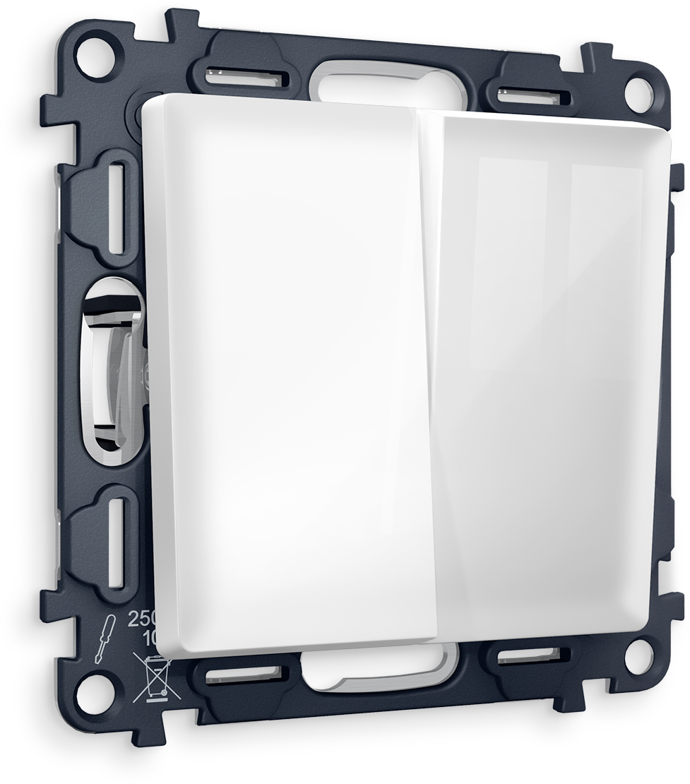 Двухклавишный выключатель (Белый глянец)