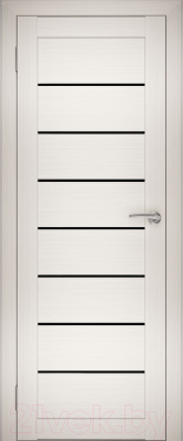 Дверь межкомнатная Юни Амати 01 70x200 (эшвайт/стекло черное)