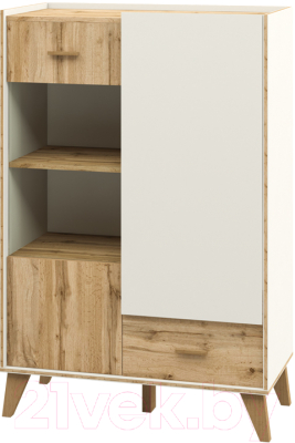Шкаф с витриной Мебель-Неман Сканди МН-036-08 (дуб вотан/белый)