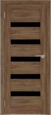 Дверь межкомнатная Юни Бона 03 60x200 (дуб стирлинг/стекло черное)