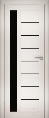 Дверь межкомнатная Юни Амати 04 80x200 (эшвайт/стекло черное)