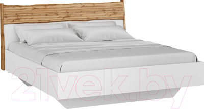 Двуспальная кровать Involux 100K0548 с подсветкой (белый/дуб натюрель)