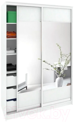 Шкаф Кортекс-мебель Сенатор ШК10 Геометрия ДСП с зеркалом (белый)