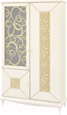 Шкаф с витриной Мебель-Неман Гармония МН-120-10 (крем/патина)