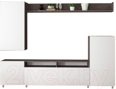 Стенка Артём-Мебель Соната СН 121.02 (ясень анкор темный/белый снег)