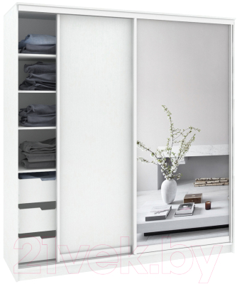 Шкаф Кортекс-мебель Сенатор ШК12 Классика ДСП с зеркалом (белый)