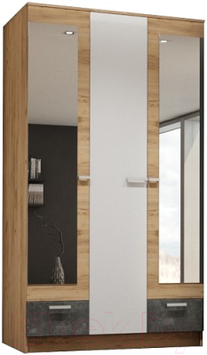 Шкаф МебельЭра Адель 1.2 (дуб вотан/белый глянец)