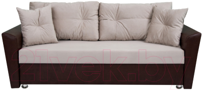 Диван Экомебель Берлин микровелюр/экокожа 132 (бежевый/темно-коричневый)