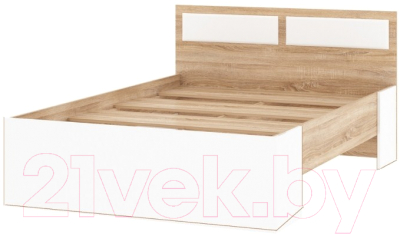 Полуторная кровать Памир Беатрис КР1400 (белый глянец/дуб сонома)