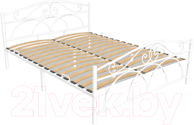 Полуторная кровать Князев Мебель Морена МНА.140.200.Б (белый муар)