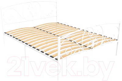 Полуторная кровать Князев Мебель Нимфея НЯ.140.200.Б (белый муар)