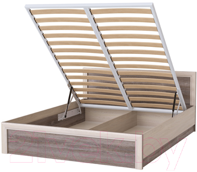 Двуспальная кровать Памир Октава с ОС 1600 (дуб клабхаус серый)