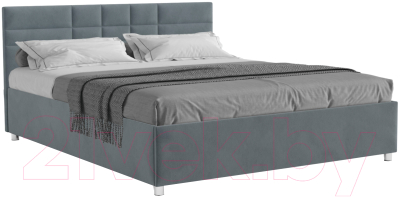 Двуспальная кровать Mebel-Ars Нью-Йорк 160 (велюр серо-синий/НВ-178/26)