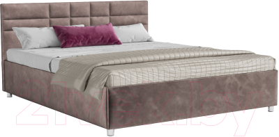 Двуспальная кровать Mebel-Ars Нью-Йорк 160 (бархат серо-шоколадный Star Velvet 60 Coffee)