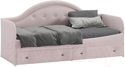 Кровать-тахта ТриЯ Адель тип 1 с мягкой спинкой 80x200 (велюр пудровый)