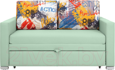 Диван KRONES Афродита выкатная 195x140 (велюр мятный)