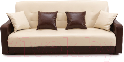 Диван Экомебель Аккорд 2 подушки 120 (бежевый с темно-коричневым)
