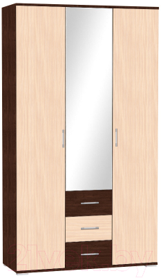Шкаф МДК ГШ2-1 3-х створчатый с ящиками 2120x1200x450 (венге/дуб млечный)