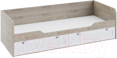 Односпальная кровать ТриЯ Ривьера   с 2 ящиками (дуб бонифацио/белый)