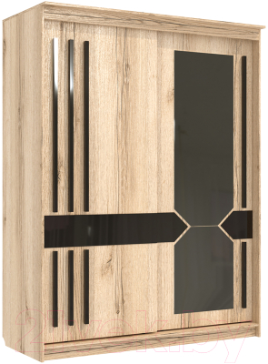 Шкаф SV-мебель №25 200 (блэк делано/лакобель/черный матовый)