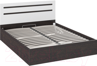 Двуспальная кровать ТриЯ Фьюжн ТД-260.01.04 с ПМ 160x200 (белый глянец/венге линум)