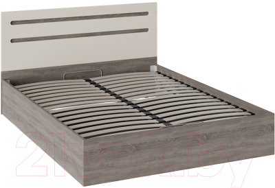 Двуспальная кровать ТриЯ Фьюжн ТД-260.01.04 с ПМ 160x200 (бежевый/дуб сонома трюфель)