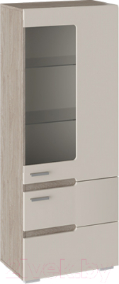 Шкаф-пенал с витриной ТриЯ Фьюжн ТД-260.07.27 (бежевый/дуб сонома трюфель)