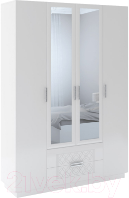 Шкаф Rinner Тиффани М28 четырехстворчатый (белый текстурный)
