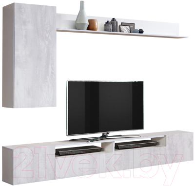 Стенка Олмеко Прага-2 (бетон пайн белый/белый)