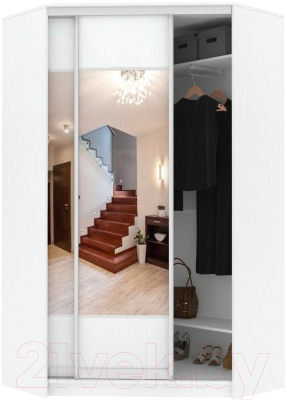 Шкаф Кортекс-мебель Сенатор ШК30 Геометрия ДСП с зеркалом (белый)