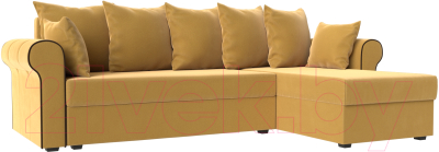 Диван угловой Mebelico Рейн 316 правый / 112583 (микровельвет желтый/кант коричневый)