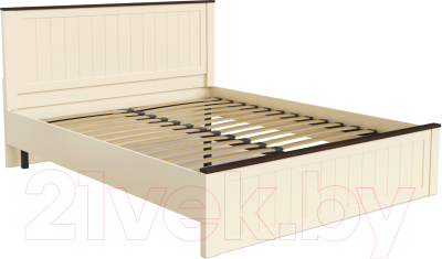 Двуспальная кровать Олмеко Прованс 37.24-02 (бежевый/дуб кальяри/Masa Decor слоновая кость)