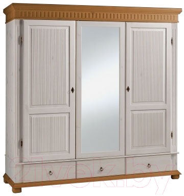 Шкаф ММЦ Хельсинки 3SPGTM (белый воск/антик)