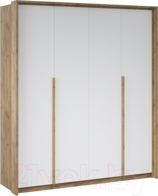 Шкаф Империал Мишель 4-х дверный (дуб крафт золотой/белый жемчуг)