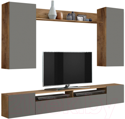 Стенка Олмеко Прага-4 (диамант серый/дуб таксония)