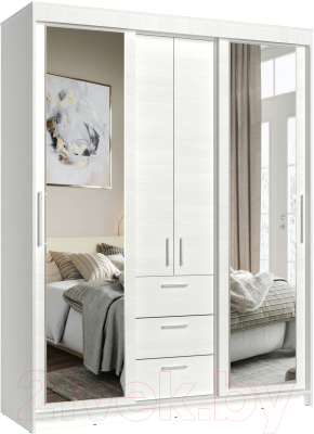 Шкаф Евва Престиж 170 BB.2 / ПР-4D2Z3S (белый)