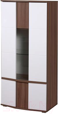 Шкаф с витриной Олмеко Донна 51 (ясень шимо темный/белый глянец)