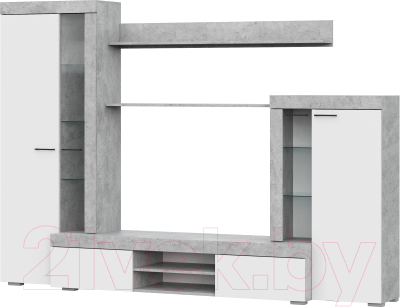 Стенка NN мебель МГС 5 (цемент светлый/белый)