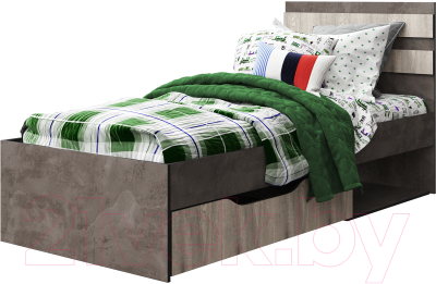 Односпальная кровать Мебель-КМК 900 Лондон 0467.18 (оникс/битон пайн светлый)