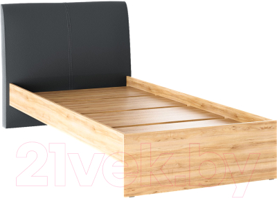 Односпальная кровать Bon Mebel Доминика основание ЛДСП 90x200 (дуб крафт золотой/кожзам серый)