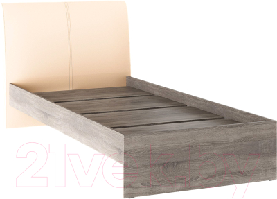 Односпальная кровать Bon Mebel Доминика основание ЛДСП 90x200 (дуб сонома трюфель/кожзам бежевый)