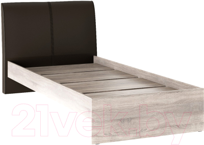 Односпальная кровать Bon Mebel Доминика основание ЛДСП 90x200 (дуб сонома трюфель/кожзам коричневый)