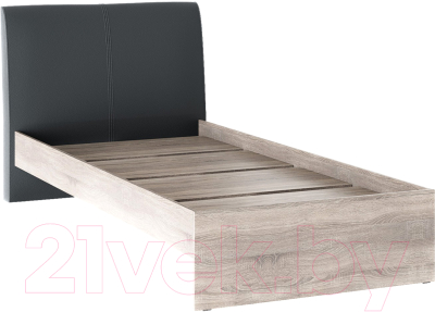Односпальная кровать Bon Mebel Доминика основание ЛДСП 90x200 (дуб сонома трюфель/кожзам серый)