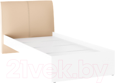Односпальная кровать Bon Mebel Доминика основание ЛДСП 90x200 (белый/кожзам бежевый)