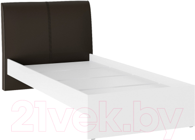 Односпальная кровать Bon Mebel Доминика основание ЛДСП 90x200 (белый/кожзам коричневый)