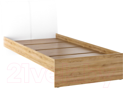 Односпальная кровать Bon Mebel Доминика основание ЛДСП 90x200 (дуб крафт золотой/кожзам белый)