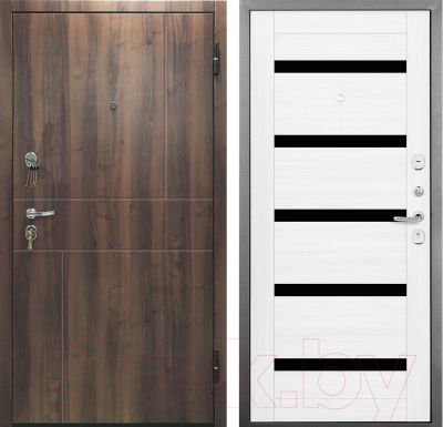 Входная дверь Промет Урбан 96x205 (правая, дуб пасадена/ясень белоснежный/черный муар ЦП)