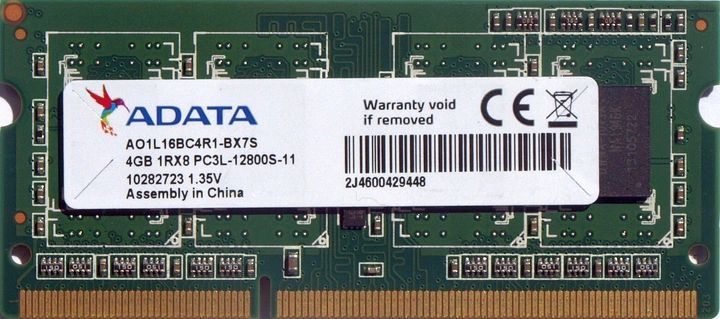 A-Data 4GB DDR3 SODIMM PC3-12800 AO1L16BC4R1-BX7S