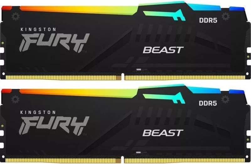 Kingston Fury Beast Black RGB DDR5 DIMM 6000MHz PC-48000 CL40 - 64Gb (2x32Gb) KF560C40BBAK2-64
